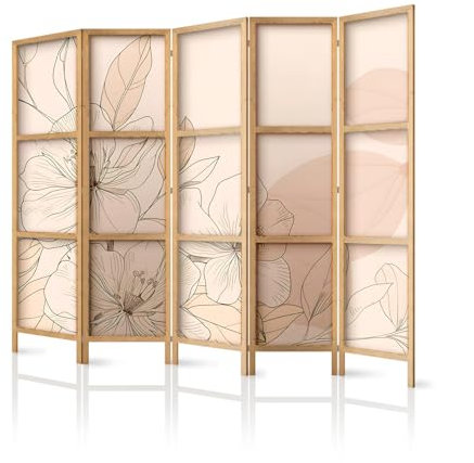 framed concept - Paravent Raumteiler aus Holz 225x172 cm, 5-teilig, einseitig, im orientalischen Stil