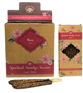 Räucherstab. Green Tree Rose of.RS651: Räucherstäbchen Green Tree Spiritual Smudge Incense Rose of Love, 8 dicke Stäbchen