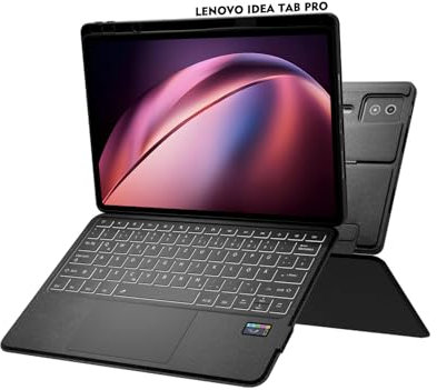 Doohoeek Bluetooth Tastatur Hülle mit LCD-Display für Lenovo Idea Tab Pro 2025 12,7 Zoll, Bluetooth Kabellose Trennbare Tastatur mit Trackpad, 7 Farbige Beleuchtung, QWERTZ