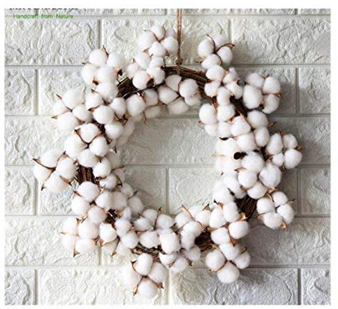 MRVAKDYDI Corona de Flores para Puertas All Seasons, Corona de Flores secas de algodón auténtico for decoración de Fiestas, Festivales y Bodas, Coronas de ratán Hechas a Mano.