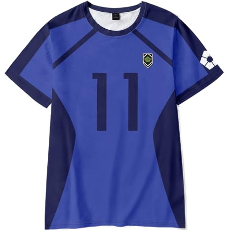 Rin Itoshi T-Shirt Isagi Yoichi Anime Bachira Meguru Tee Shirt Seishiro Nagi T-Shirts Herren Blau Trikots T-Shirts Rundhals Kurzarm Sommer Shirts Sport Schnelltrocknend Tee Shirt, Typ 8, XS
