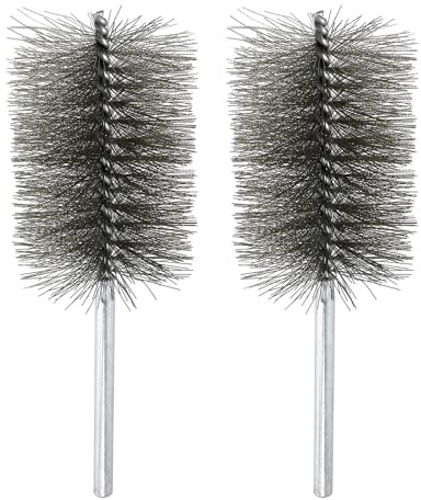 sourcing map 2pcs Wire Bore Brush Set 8 Inch Length 3 Inch Shank Stainless Steel Bristles Cleaning Brush for Clean Car Part Tube Kitchen Garage