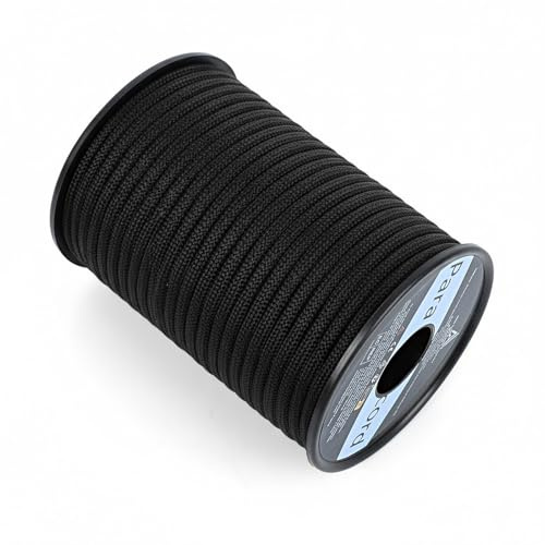 AiQInu Paracorde 4mm, 30m Corde Escalade, 9 Brins Corde en Nylon Résistance 250kg, Paracord Multifonction pour Escalade, Camping, Randonnée et Bobine pour Bracelet, Bricolage, Noir