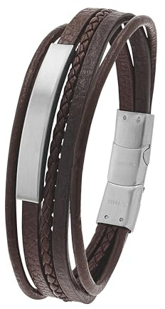Tom Tailor Identarmband für Herren, Edelstahl und Leder, 20+1,5 cm, braun, Geschenkidee, Armschmuck, Herrenschmuck, 2100695