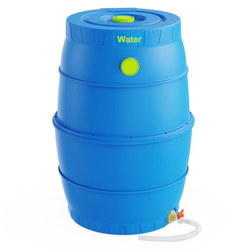 170 Liter Wasserfass Lebensmittelecht aus HDPE mit Wasserhahn – BPA-freie Regentonne mit Deckel, Robustes Kunststofffass für Regenwasser, Trinkwasser, Garten und Outdoor Nutzung