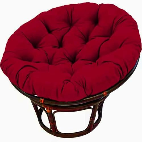 ZGantrix Rundes Papasansessel Kissen Sitzkissen Hängesessel Outdoor/Indoor Bodenkissen Kissen für Schwenksessel, Korbsessel Outdoor Gartenmöbel Sitzauflage Auflage(Wine Red,60x60cm)