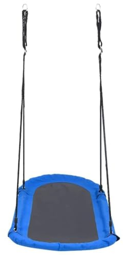 QUAHEAS Nestschaukel mit Fahnen 165x70 cm, wetterfestes Outdoor Schaukelgestell aus Stahl mit verstellbarem Seil, robuster PP-Sitz für Kinder, Garten, Spielplatz und Freizeitspaß