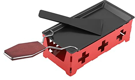 Goshyda Portable Non Stick Cheese Raclette Baking Tray Set, Carbon Steel Mini Raclette Grill with Non Stick Coating for Cheese Fondue, Home Kitchen Grilling Tool with Foldable
