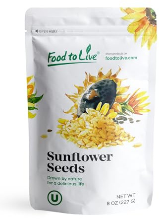 Food to Live Sunflower Seeds, 8 Ounces – Non-GMO Verified, Kernels, No Shell, Kosher, Raw, Vegan, Sirtfood, Bulk