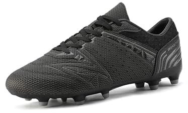 Dream Pairs Men's Cleats Football Boots Soccer Shoes Low Top Training Football Shoes for Professional Sport, Outdoor Sneaker,Size 12,Black/Dark/Grey,160859-M