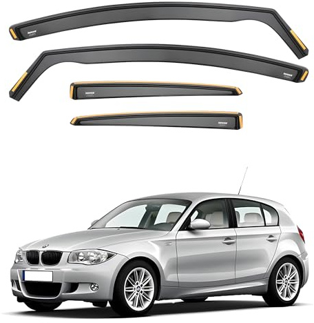 iSpeed Wind Deflectors For BMW 1 Series E87 2004-2011 5 Door Hatchback 4pc Set - Keep Your Car Ventilated in Rain - Reduce Wind Turbulence - Tinted In-Channel