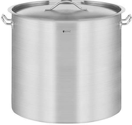 Royal Catering Olla De Inducción Cacerola Profesional RCST-50E (Con Tapadera, Acero Inoxidable, Bordes Antigoteo, Fondo de 5 mm, 48 Litros)