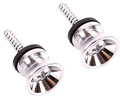 Gitarrengurt, Metall, Gurtknöpfe, Endstifte, Ukulele, Knöpfe, Bass, Schrauben, Pilzkopf, silberfarben, 2 Stück