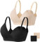 HBselect 2 Pcs Schwangerschafts Still BH Nahtloser Still-BH mit zusätzlichen BH-Verlängerungen Stillen und Schlaf Ohne Bügel für Damen (Schwarz Beige, XL)