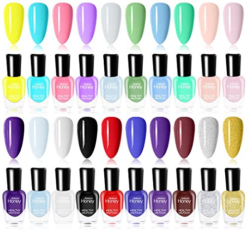 FERCAISH 20 Flaschen ungiftiges Nagellack-Set, umweltfreundliches, einfaches Abziehen und schnell trocknender Nagellack auf Wasserbasis für Frauen, Jugendliche, Kinder