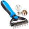 itPlus Brosse Chien Chat, Peigne Déméloir Chien Professionnel, Râteau Toilettage Poil Long, Bleu, Caoutchouc, Unisex, Chiens, House-Cats