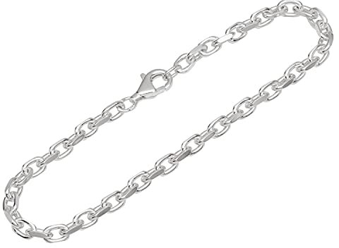 NKlaus Armband 925 Sterling Silber 19cm Ankerkette seitlich diamantiert Herren Armkette 12429