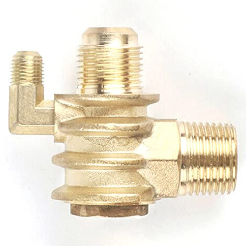 MenQind, Válvula de retención del compresor de aire, rosca macho de 20 mm x 19 mm x 10 mm, accesorio neumático de 3 vías, latón, Dorado