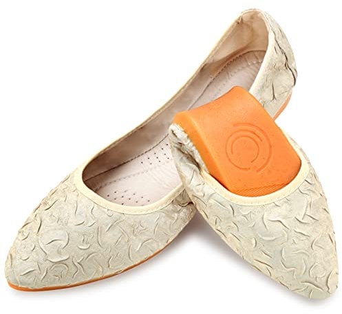 Padgene Womens Fold up Pumps Roll up Shoes Foldable Ballet Flats, Portable Ladies Slip On Loafers Dolly Shoes for Ladies