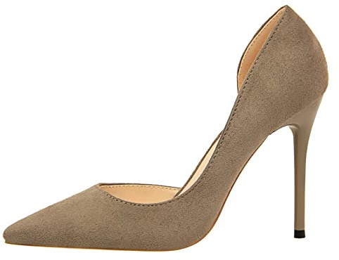 JOEupin D'Orsay Escarpins classiques à talons hauts en daim à bout pointu pour femme