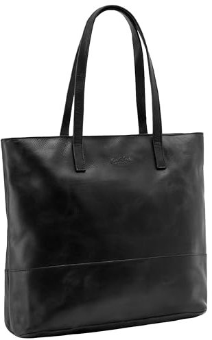 Gusti Handtasche Leder - Carine Shopper Umhängetasche Damen Vintage Schwarz Leder