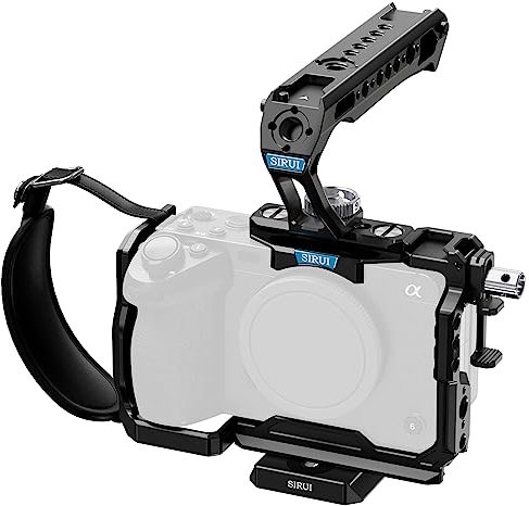 SIRUI FX30 FX3 Cage with Top Handle, Complete Camera Cage Kit for Sony FX3 FX30, with HDMI Cable Clamp, 1/4''-20 Threaded Holes, for ARRI 3/8''-16 Holes, Compatible with Original XLR Handle(Black)