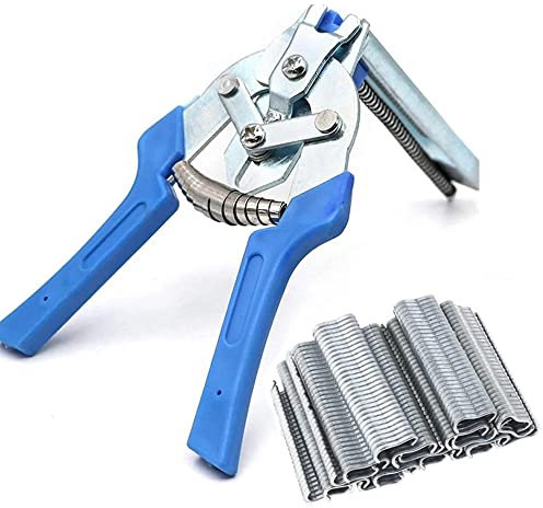Befestigungszange für Geflügelkäfige,Typ M Nagelringzange mit 600pcs M Clips,Schweinestall Zange Werkzeug,Sprengringzange Kettenglieder Zaun Hog Ring Zange Werkzeug,Tier Drahtkäfig Clamp