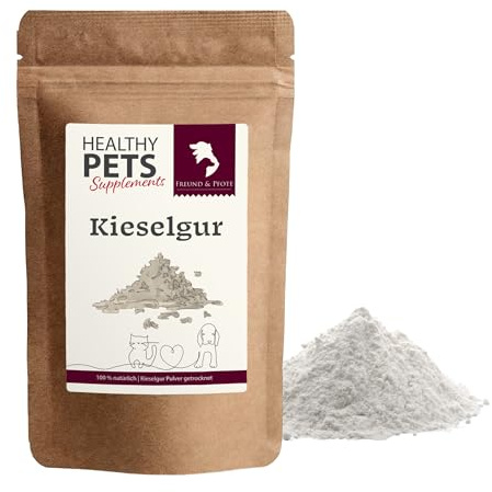 Freund & Pfote Kieselgur Pulver getrocknet 900g, (E551c) Hund und Katz, fein gemahlen, Zusatzfuttermittel für Hunde und Katzen, plastikfrei verpackt