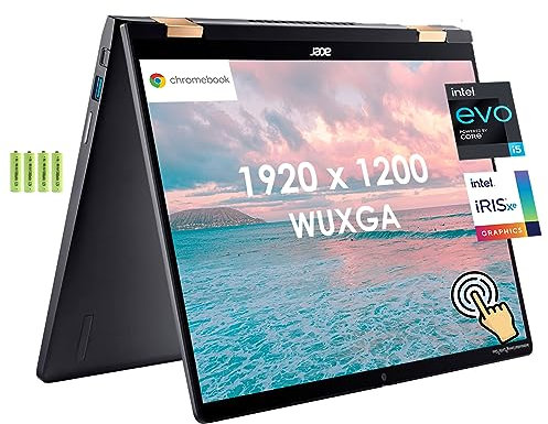 acer Spin 714 Ordinateur portable Chromebook convertible 2 en 1 14 po FHD+, 13e génération, Intel 10 cœurs i5-1335U, 8 Go de RAM LPDDR4X, 256 Go SSD, clavier rétroéclairé, Thunderbolt 4, Wi-Fi 6,