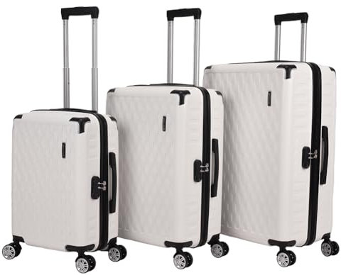 VERTICAL STUDIO 20 24 28 Koffer Reisekoffer 3er-Kofferset Trolley Mehrteilig mit Ziffern Kofferschloss aus Kunststoff (ABS) Vier Rollen (Odense weiß)