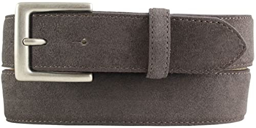 BELTINGER Gürtel aus Veloursleder 3,5 cm | Velour-Ledergürtel für Herren 35mm | Wildleder-Gürtel mit antik-silber Gürtelschließe | Dunkelbraun 120cm