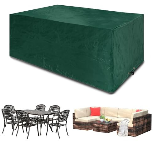 Funshot Garden Furniture Covers, Square Garden Table Covers Waterproof, Outdoor Furniture Covers Waterproof Covers for Outdoor Table and Chairs, Rectangular/Square, Green, 170x95x70 cm