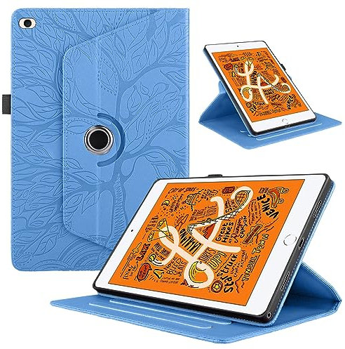 FERLAN Tablet Coque pour iPad Mini 1/iPad Mini 2/iPad Mini 3/iPad Mini 4/iPad Mini 5,PU Cuir 360°Rotatif Multi-Angle Stand Cover Rotating Housse de Protection Tablet Étui Housse,Bleu