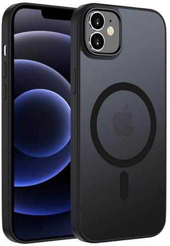 ORDA für iPhone 12 Hülle 6.1 Zoll Kompatibel mit MagSafe,Magnetisch Handyhülle für iPhone 12 Pro Case Durchscheinende Matt Rückseite für iPhone 12/12 Pro Dünn Stoßfest Schutzhülle Schwarz