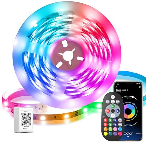 Led Chambre 10M Ruban Led Bande Lumière Décorative Multicolore, RGB Guirlande de Lumineuse Dimmable avec Télécommande, Bluetooth APP, Musicale pour Parti,Maison,Salon