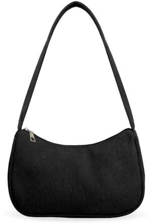 Ceihwa Cord Schultertasche Damen Klein Tasche Aesthetic Y2k Umhängetasche Vintage Handtasche Teenager Mädchen Shoulder Bag Women 90s Achsel Tasche Frauen Small Handbag Fashion Tasche Tote Bag Schwarz