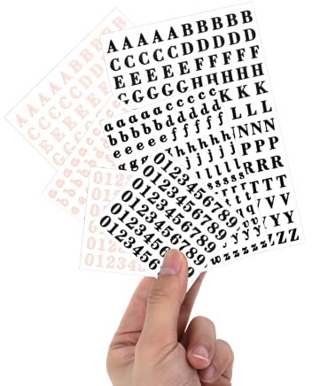 JJUNW 6 Bögen Mini Buchstaben Zahlen Aufkleber, Selbstklebende Glitter Buchstabenaufkleber 4mm Mini Buchstaben Nummern Aufkleber für Scrapbook DIY Grußkarte Geschenk Umschlag Maniküre(Gold & Schwarz)