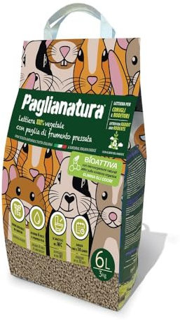 Arena Paglianatura bioactiva para roedores de pellets de 6 mm, Natural y ecológica Alta absorción 3 kg/6 litros