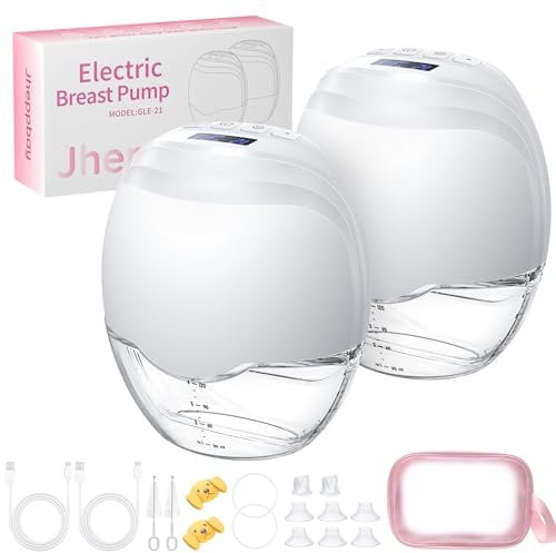 Milchpumpe Elektrisch Tragbar Freihändig - Jheppbay All-in-one Elektrische Milchpumpe, Schmerzfreie, BPA-frei, mit 17/19/21/24mm Flansch, 2 Stück
