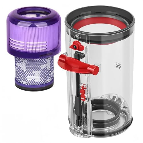 HEPA Filter & Dyson Dust Bin Replacement Compatible with Dyson V11 V15 - Large Canister, Upgraded Ergonomic Handle Compatible Part 970050-01, 965443-01 - Restores Suction Power