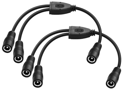 PNGKNYOCN 2 Pack DC Y Splitter Adapter Kabel DC 5.5x2.5mm 1 Buchse auf 2 Buchsen Stromversorgung Splitter Kabel, für CCTV Kameras DVR, LED Lichtstreifen (0.3m)