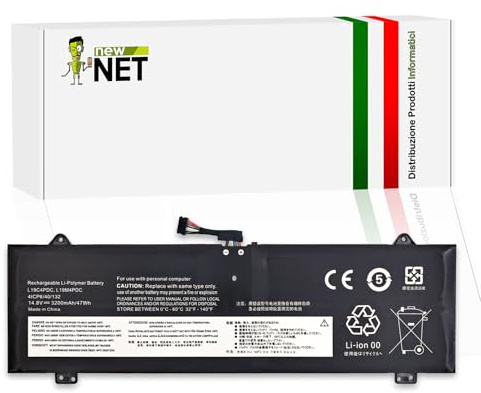 New Net - Batteria L19C4PDC [14.8-15.4V - 3200mAh] compatibile con Lenovo IdeaPad Yoga 7-14ITL5 (Type 82BH, 82LW), 7-15ITL5 (Type 82BJ), 7-14ACN6 (Type 82N7)