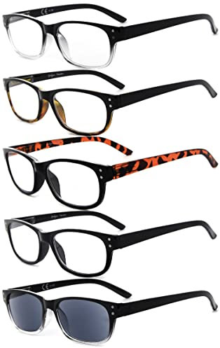 Eyekepper 5-pack Spring Hinges Vintage Reading Glasses Includes Sunshine Readers +0.75