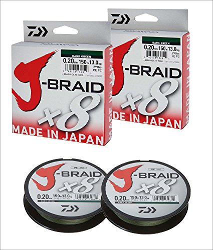 2 STK. Daiwa J-Braid 8 Braid 150m grün (2 Stück)