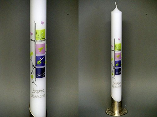 Taufkerze/Kommunionkerze 400 x 40 cm, inklusive Beschriftung und Aufbewahrungskarton ! P 85