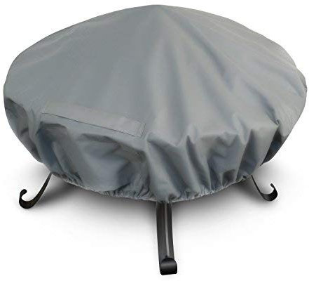 LIVIVO Premium Fire Pit Cover with Covered Air Vents, and Elastic Hem for Secure Fit (Round)