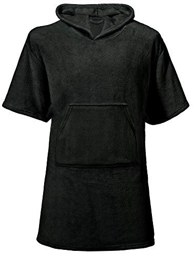 CelinaTex Happyfun Poncho lang 80 x 110 cm schwarz Mikro-Flanell Badeponcho Mikrofaser Surfponcho Handtuch