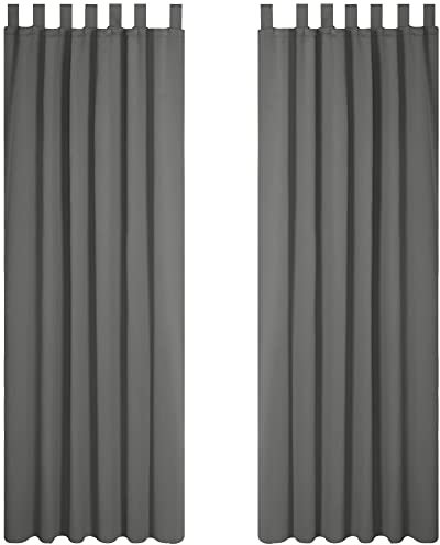 Deconovo Verdunkelungsvorhang Schlaufen Thermogardine Kälteschutz Gardinen Blickdicht Wohnzimmer, 210x140 cm(HöhexBreite), Hellgrau, 2er Set