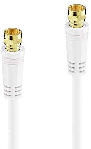 SAT Kabel | 5m | 75 Ohm | 110 db | 4fach geschirmt | F-Stecker > F-Stecker | Koaxialkabel Anschlusskabel Antennenkabel | TV HDTV Radio DVB-T DVB-C DVB-S DVB-S2 | weiß | 5,0 Meter
