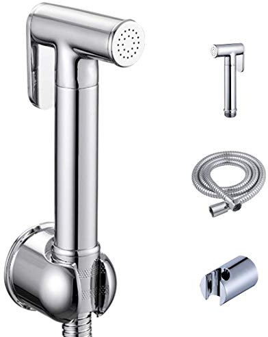 Zotti Compact Hand Held Bidet Sprayer Kit - Includes Head, 1.2m Anti Kink Hose, Screws & Wall Mount | Brass Shower Head | for Easy Feminine Washing, Pet, Baby Diapers, Bathroom or Toilet Cleaning